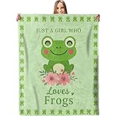 Cute Frog Blanket - Plush, Soft, Comfy, Lightweight, Warm, Fuzzy, Cozy Flannel Throw Blanket for Couch, Travel, Bed, Office, Outdoor - 50in×60in