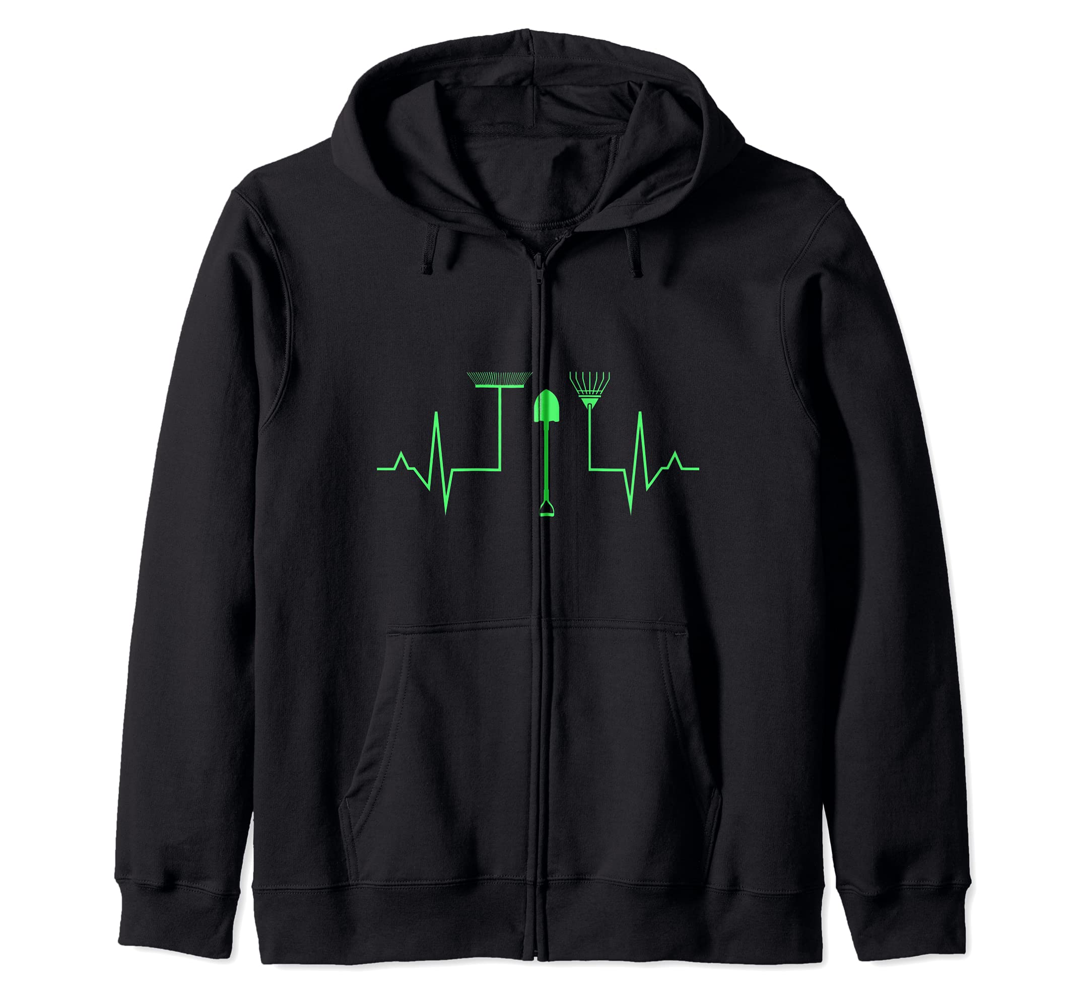 garden heartbeat ECG garden tool gardener allotment garden Zip Hoodie