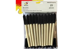 PANCLUB Foam Paint Brush Set 1 inch, Sponge Brush Paint 25 Pack with Wood Handles,Great for Art, Varnishes, Acrylics, Stains, Crafts