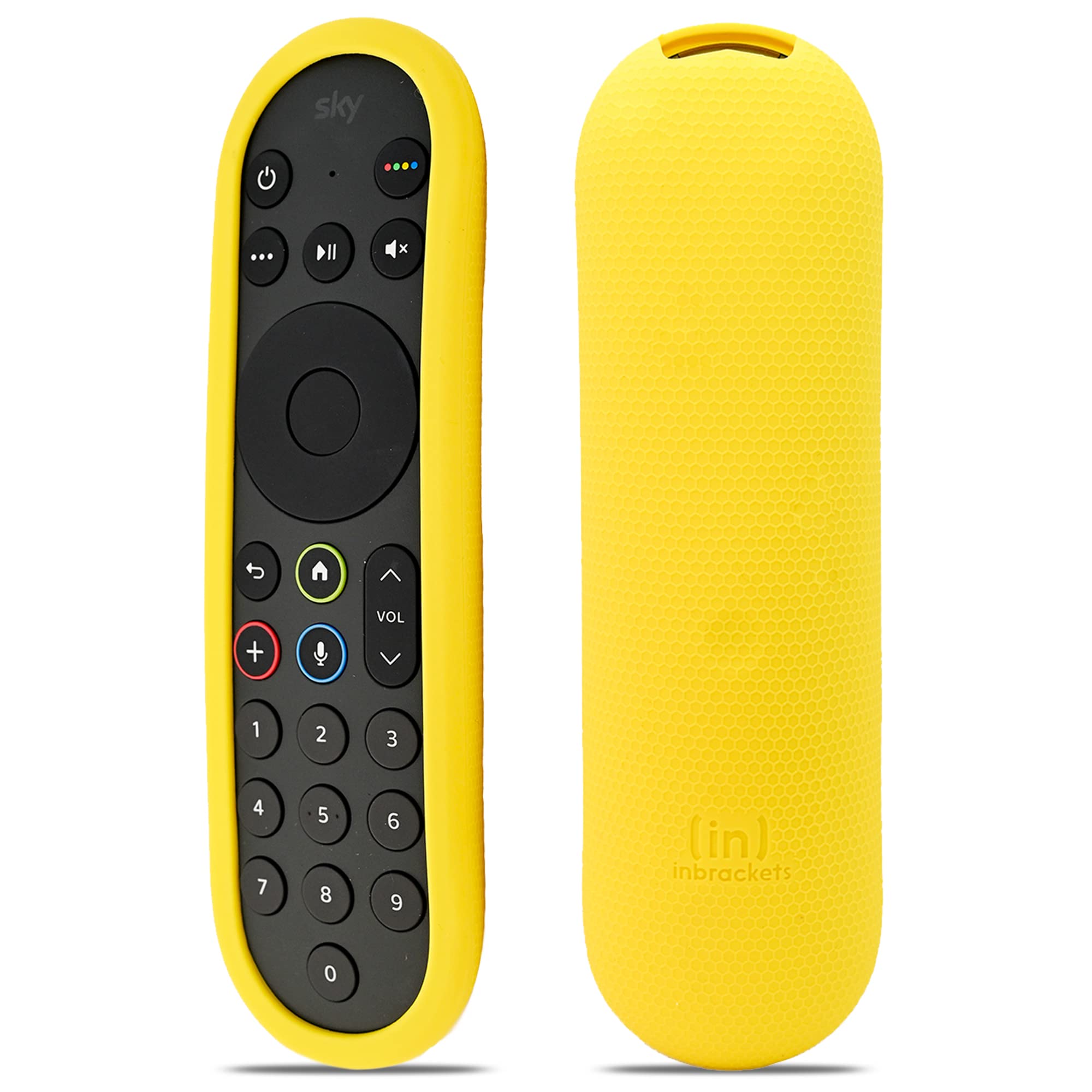 Cover Protective Case for Sky Glass Remote Control by Inbrackets – Shockproof Cover Case Skin for Sky Glass Remote Control – Anti-Slip – Premium Durable Silicone Honeycomb Texture (Yellow)