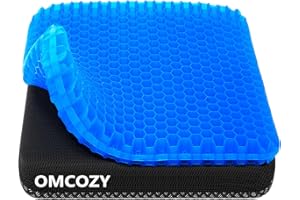 OMCOZY Gel Seat Cushion, Cooling seat Cushion (Super Large & Thick), Breathable Honeycomb Design Absorbs Pressure Points Seat Cushion, Gel Cushion for Office Chair, Home Car seat Cushion for Wheelchair