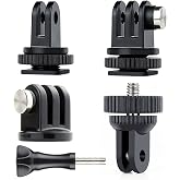 SOONSUN Cold Shoe Mount Adapters and Tripod Mount Adapter for GoPro Cameras | 2-Prong &amp; 3-Prong Cold Shoe Adapters with Bottom 1/4&rdquo;-20 Sockets, 1/4&rdquo;-20 Screw Adapter for Insta360, DJI Osmo Action &amp; DSLRs