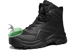 KGJIANDA Steel Toe Boots for Men Work Boots for Men Breathable High Top Work Shoes Lightweight Indestructible Safety Shoes Industry Construction Safety Footwear