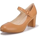 IDIFU Women's Candy Dress Mary Jane Shoes Low Block Heels Closed Round Toe Office Work Church Wedding Pumps