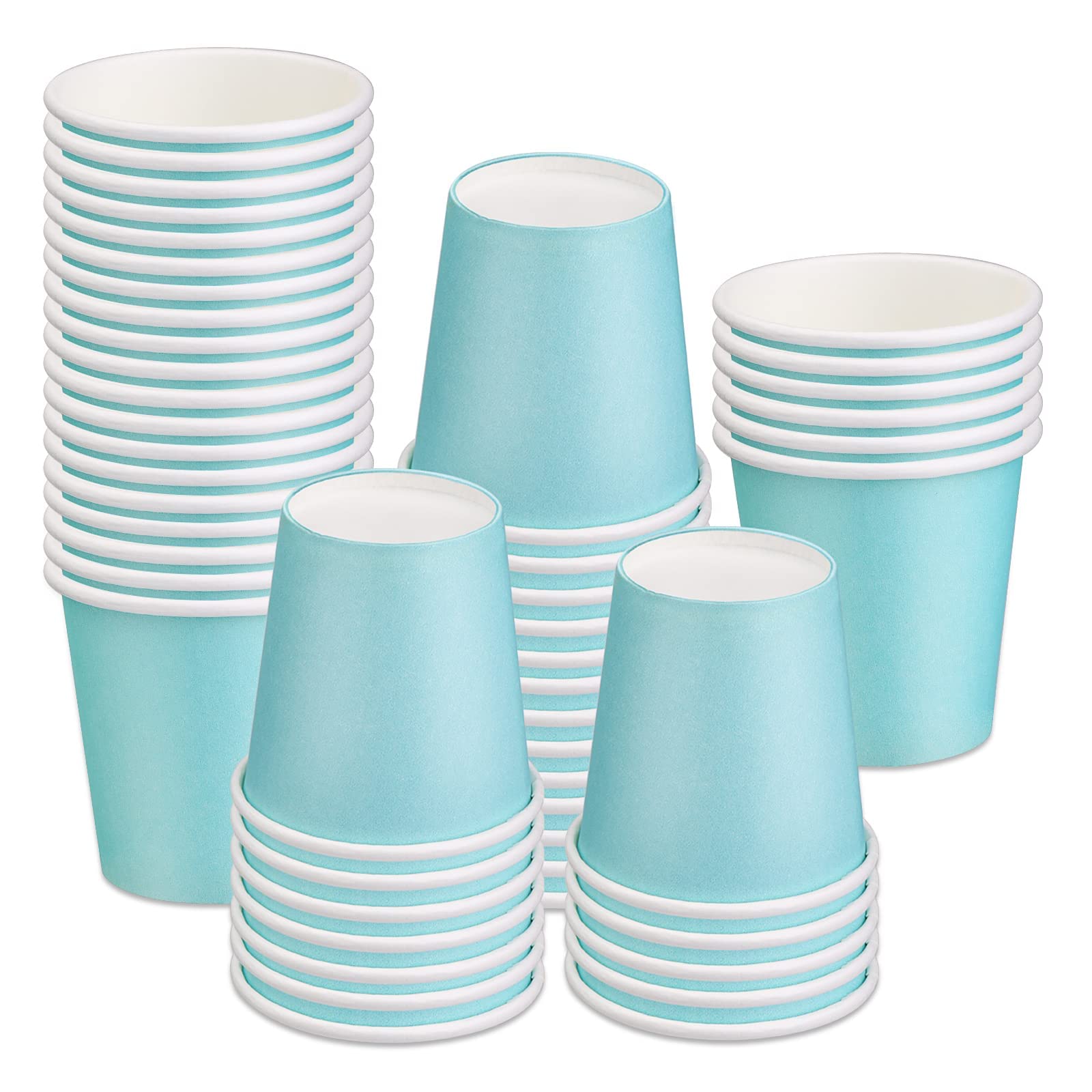ENCHOL [50 Pack 3 oz Paper Cups, Disposable Bathroom Cups, Small Mouthwash Cups, Mini Espresso Cups, 3oz Disposable Paper Cup for Party, Picnic, Office, and Travel (Sky Blue)