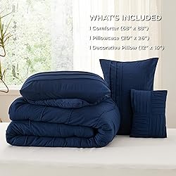 Bedsure Navy Blue Twin Comforter Set - 3 Pieces
