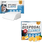 ACTIVE Disposal Cleaner Tablets and Appliance Cleaner Wipes - Includes 24ct Disposal Cleaning Tablets and 24pk Appliance Surface Wipes
