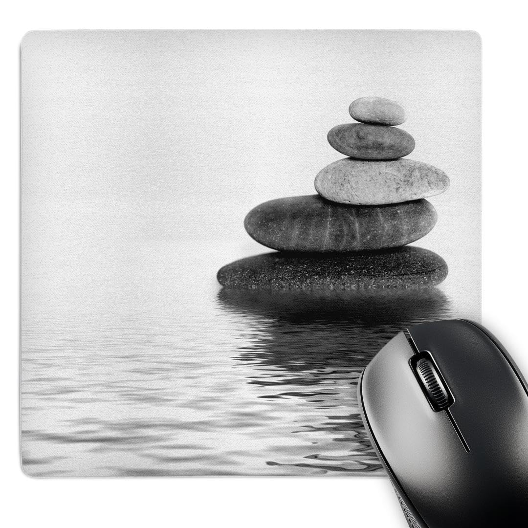 3dRose mp_274826_1 8/8-Inch "Balanced Stone Cairn Zen Style in Water" Mouse Pad - Multi-Colour