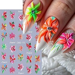 Flower Nail Art Stickers 5D Embossed Flowers Nail