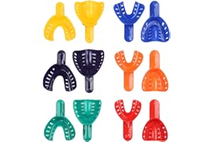 VOCADOK 12pcs Dental Impression Trays Perforated Silicone Plastic Autoclavable for Adult and Children Oral Tools