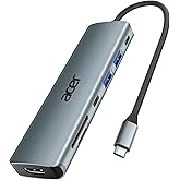 Acer USB C Hub, 7 in 1 Multi-Port Adapter for Laptop/Mac Type C Devices | 4K USB C to HDMI Splitter Hub, 100W Max PD Port, 2 USB 3.0 &amp; 1 USB C Data Ports 5Gbps, SD/TF Card Reader