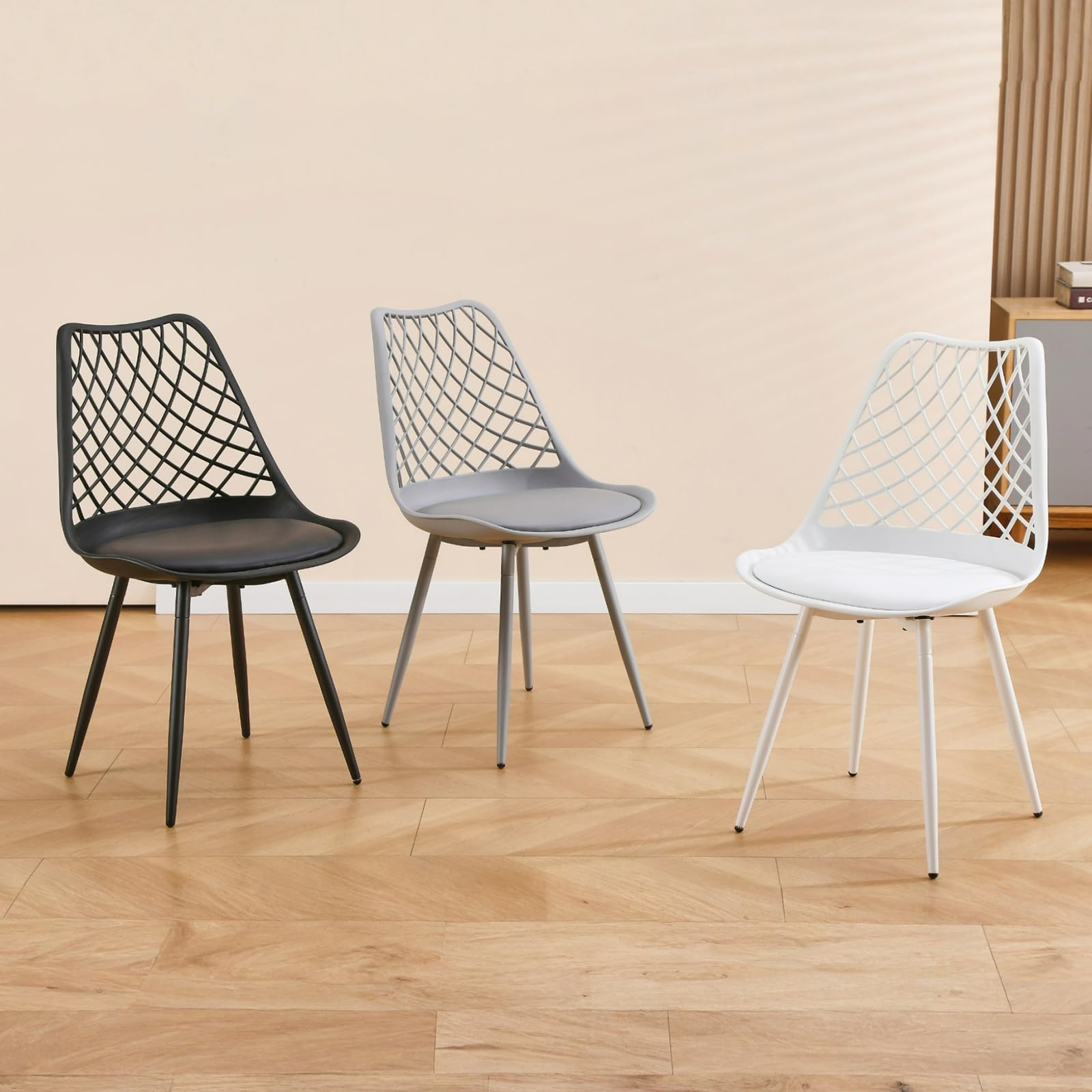 CHAIRABLE Esszimmerstühle 4er Set, Küchenstühle, Polsterstuhl für Esszimmer, Wohnzimmer, Garten und mehr, White 6