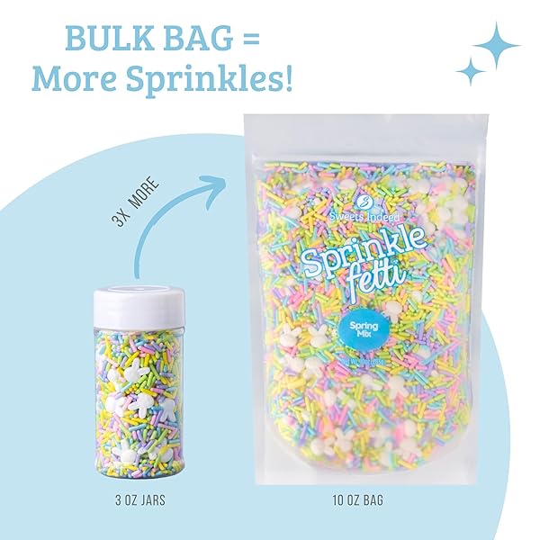 SWEETS INDEED, SPRINKLES, BULK, 10 OUNCE, EDIBLE SPRINKLE MIX, PERFECT FOR CAKE DECORATIONS, BAKING, ICE CREAM, COOKIES, CUPCAKE TOPPER (EASTER)
