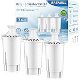 BREAUILL Water Filter Replacement Compatible with Brita Pitchers and Dispensers, Water Filter by BREAUILL NSF Certified Water Pitcher Filter Compatible with Brita, Classic OB03, Mavea 107007(3 PCS)