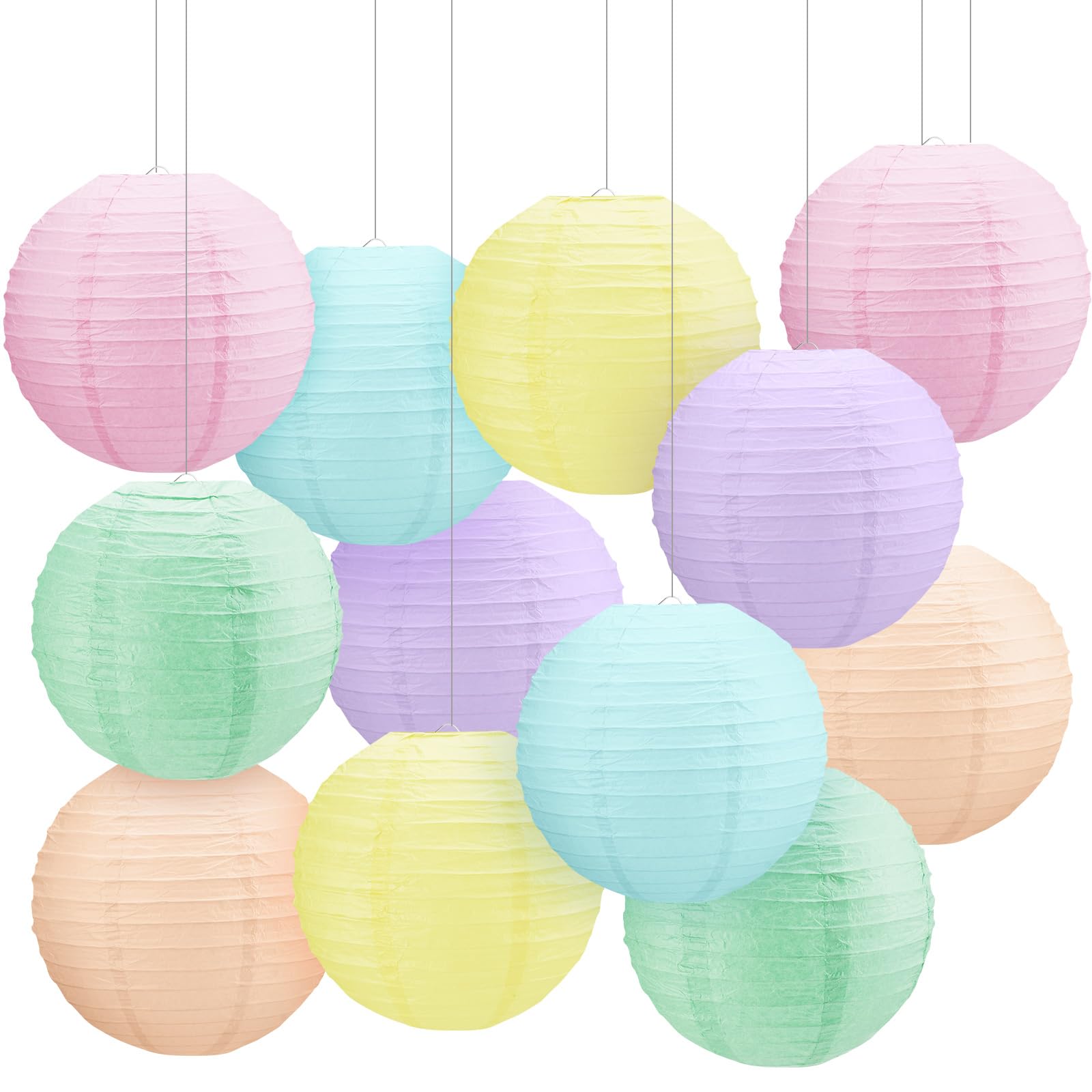 Photo 1 of Retisee 12 Pcs 10 Inch Hanging Paper Lanterns Party Decorations Pastel Classroom Decor Back to School Party Decorations for Classrooms Wedding Birthday Ceilings Decor(Pastel Colors)
