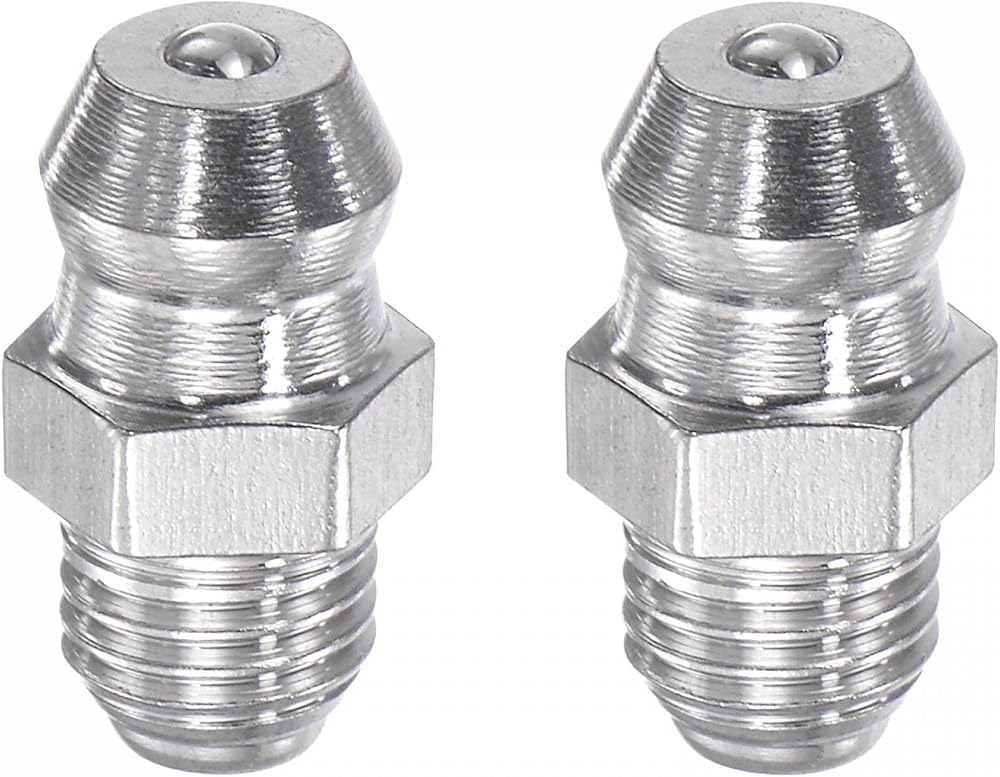 sourcing map 2Pcs M6 x 0.75mm Metric Stainless Steel Straight Hydraulic Grease