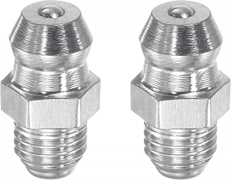 sourcing map 2Pcs M6 x 0.75mm Metric Stainless Steel Straight Hydraulic Grease