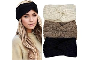 Huachi Winter Headbands for Women Ear Warmers, Warm Headbands for Women Winter Accessories, Cold Weather Headband Chunky Knit Head Bands Ear Warmers