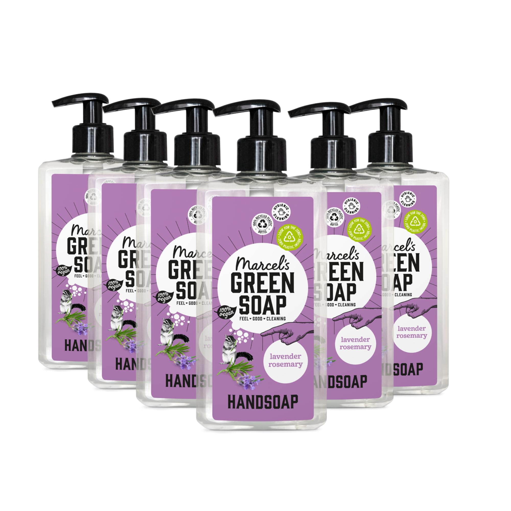 Marcel's Green Soap - Hand Soap Lavender & Rosemary - Liquid Handwash Dispenser - Eco-friendly - 100% Vegan - 97% Biodegradable - 250 ml (Pack of 6)
