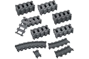 Etarnfly 60PCS City Train Tracks, Straight and Flexible Train Tracks Accessories - Railroad Building Toy Compatible with Major Brand