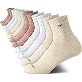 Calvin Klein Womens High Quarter Socks - 12 Pack Terry Cushion Breathable Athletic Crew Socks for Women (Shoe Size: 4-10)