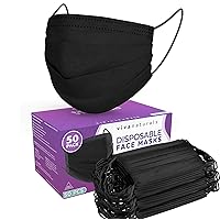 Adult Face Masks (50 Individually Wrapped) - Premium 4-Ply Adult Masks, Black Face Mask Designed with Comfortable…