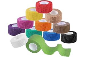 BAWEN (12-Colors) 1” x 5 Yards | Self Adhesive Bandage Wrap, Athletic Elastic Cohesive Bandage Finger Tape for Wrist and Ankle Sprains & Swelling, Bandage Wrap for Sports