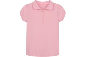 Nautica Girls' School Uniform Short Sleeve Polo Shirt, Button Closure, Soft Pique Fabric