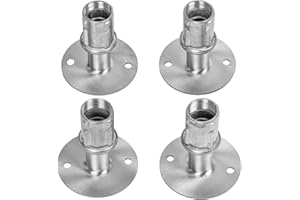 GSW FT-SP3 4 Sets Stainless Steel Adjustable Flanged Feet for 1-5/8" O.D Tubing, 3-1/2" Diameter Table Round Base for Restaurant Equipment