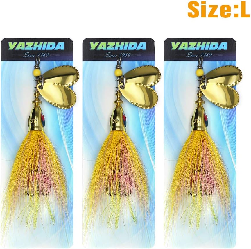 Inline Spinner Bait 3 Assorted Double Blade Bucktail Fishing Lures Blue