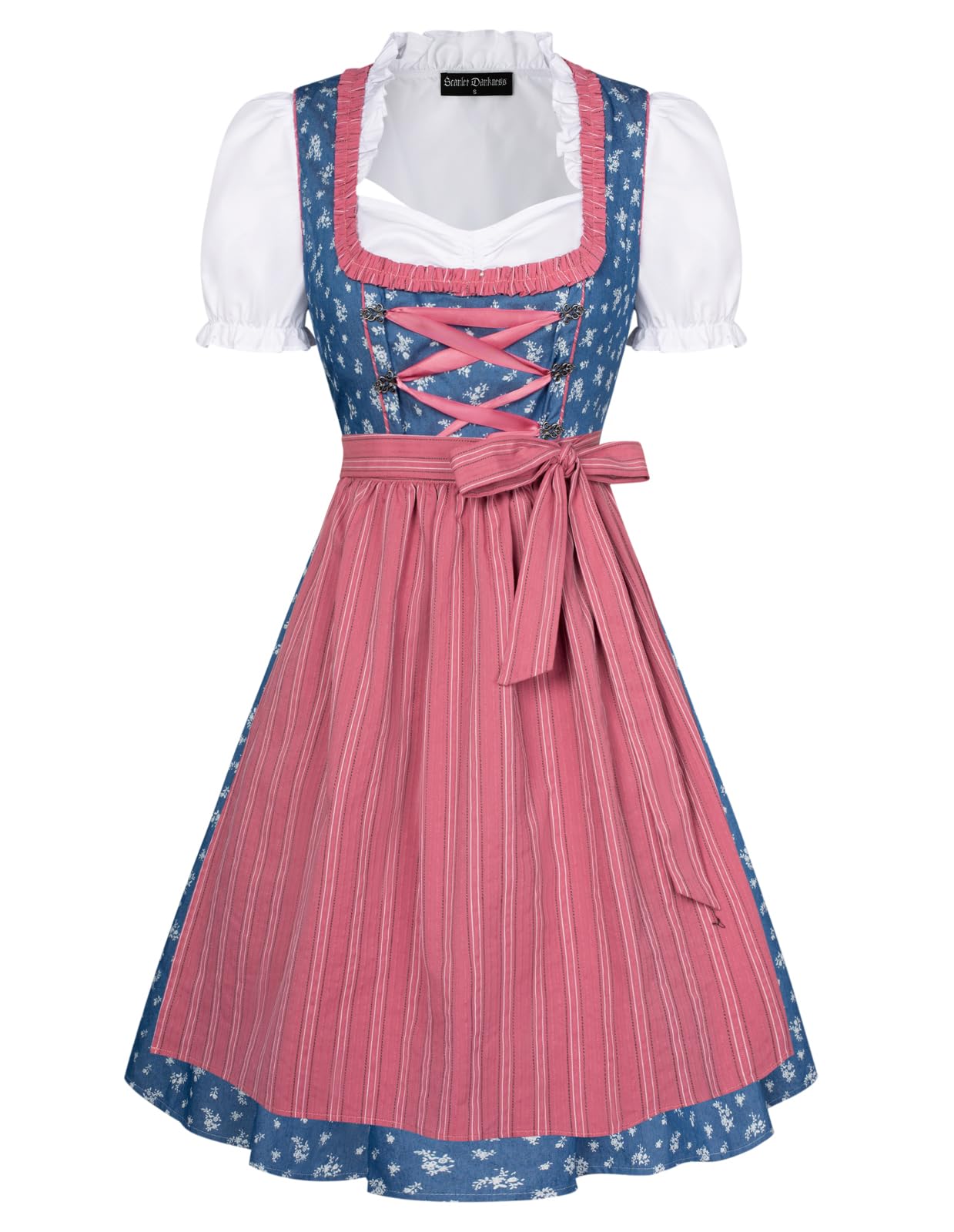 Photo 1 of Scarlet Darkness Womens German Dirndl Costume Traditional Oktoberfest Festival Dress German Wear Pink L