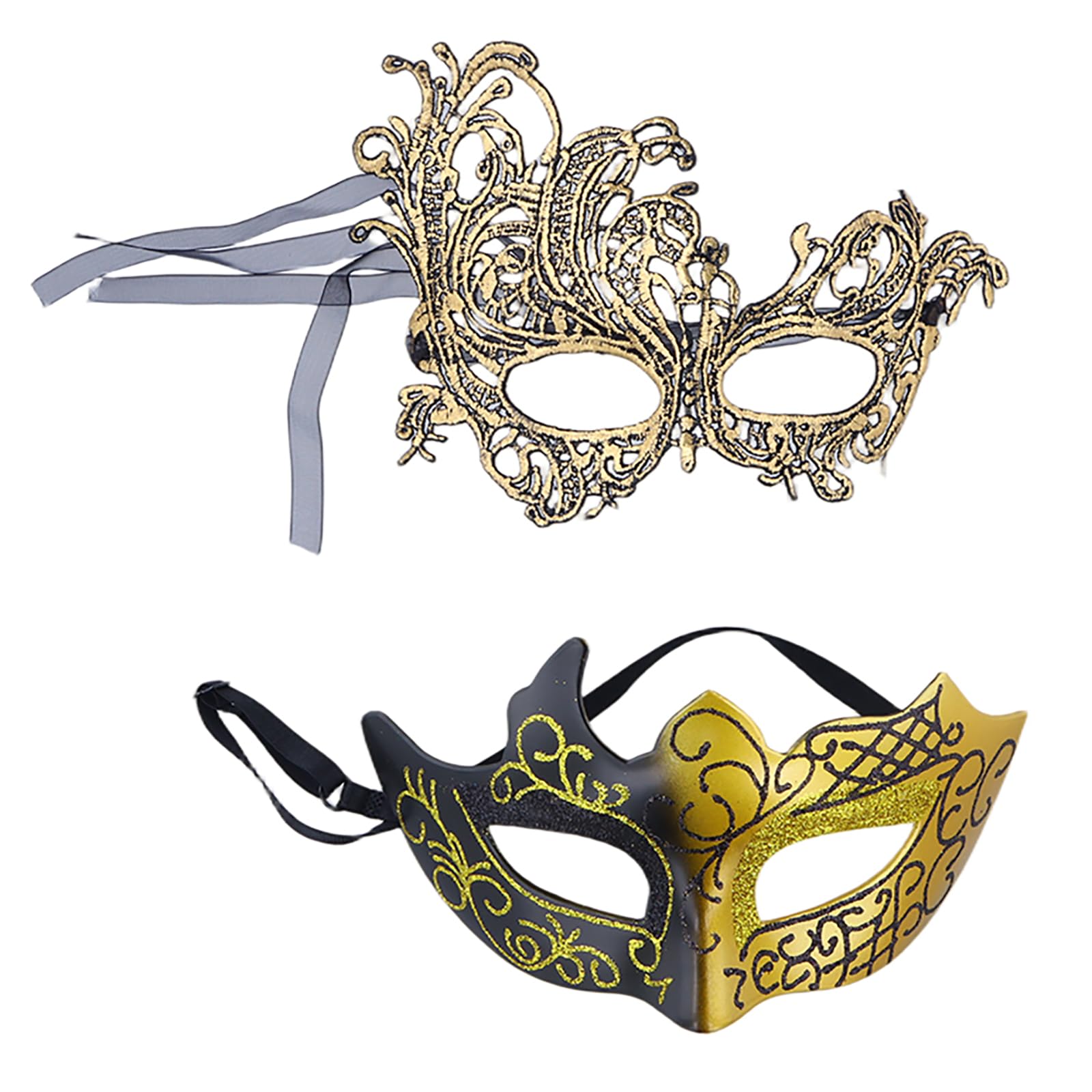 FooYee 2 Pcs Venetian Carnival Masks, Mascarade Masks for Women, Lace Half-Face Lady Girl Masketrade Prom, Masquerade Venetian Carnival Party Dress Halloween Fancy Dress Party Accessory