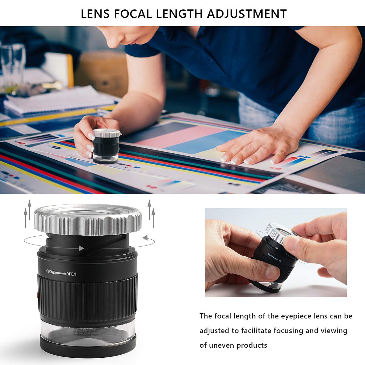 30X Loupe Magnifier,Adjustable Focal Length Magnifier,Foldable Jewelry Magnifier Glass for Textile Optical,Embroidery,Circuit Board,Coins,etc.