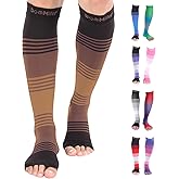 Doc Miller Open Toe Compression Socks for Women & Men 20–30 mmHg, Toeless Knee High Leg Sleeves for Support, Pain Relief, Swelling, Varicose Veins, Nurses & Pregnant Women, 1 Pair