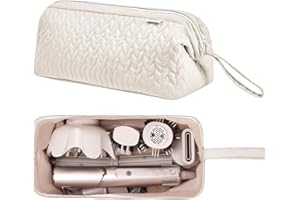 KarSyon Shark Flex Style Case for Dyson Airwrap Hair Dryer Brush Revlon Hair Tools Travel Bag Carrying Case Flat Curling Iron Organizer (Beige)