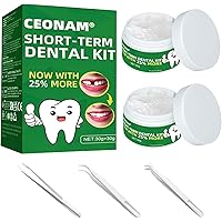 Ceonam Tooth Repair Kit - 60g Temporary Fake Teeth Replacement Beads Kit with 3 Pieces Dental Tweezers Tools for Temporary Re