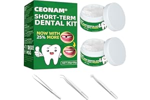 Ceonam Tooth Repair Kit - 60g Temporary Fake Teeth Replacement Beads Kit with 3 Pieces Dental Tweezers Tools for Temporary Re