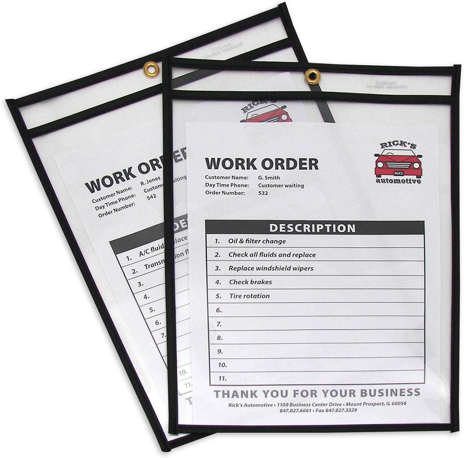C-Line Stitched Shop Ticket Holders, Both Sides Clear, 9 x 12 Inches, 25 per Box (46912) : Job Ticket Holders : Office Products