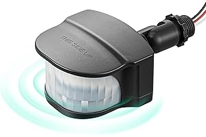 EDISHINE 240 Degree Motion Sensor, Replacement Motion Detector for Outdoor Lights, Adjustable Time & Detection Range Up to 60FT, 3 Modes PIR Motion Sensor for Floodlight, Black, UL Listed
