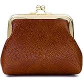 Lavogel Coin Purse, Kiss Lock Coin Purse for Women, Large Capacity Coin Pouch,Vintage Change Purse Cute Car Coin Holder for Women (1-Dark Brown)