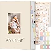 Vienrose Baby Photo Album 4x6 300 Pockets, Linen Cover Picture Album with Memo Area, Kids Photo Album for Baby Girl Boy, Newborn Family Memory Book Keepsake Beige