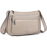 befen Genuine Leather Crossbody Purses for Women, Woman Medium Pocketbooks Shoulder Bags Handbags with Multi Zipper Pockets