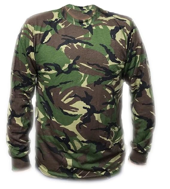 HSDistributors Men's Woodland Camouflage Camo Army Long Sleeve T Shirt