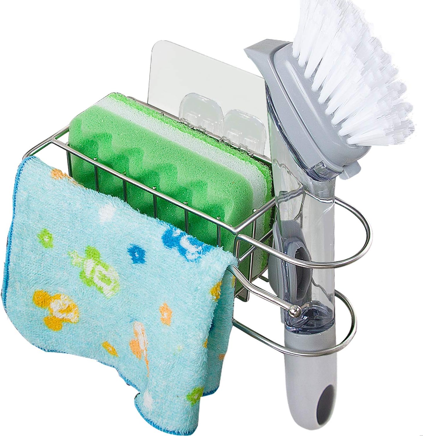 YQh Strong Adhesive Sponge Holder + Dish Brush Holder