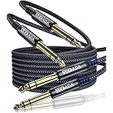 AkoaDa 1/4 Inch TRS Instrument Cable 10ft 2Pack 6.35mm Guitar Bass AMP Cord 6.35mm 1/4 TRS Balanced Stereo Audio Male to Male Cable for Electric Guitar,Bass,Keyboard,Mixer,Amplifier,Speaker