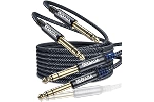 AkoaDa 1/4 Inch TRS Instrument Cable 10ft 2Pack 6.35mm Guitar Bass AMP Cord 6.35mm 1/4 TRS Balanced Stereo Audio Male to Male Cable for Electric Guitar,Bass,Keyboard,Mixer,Amplifier,Speaker
