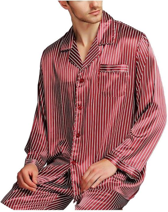 Mens Silk Satin Pajamas Pajama Pyjamas PJS Sleepwear Set Loungewear U.S.M, L, XL, XXL, 3XL, 4XL 