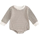 VISGOGO Unisex Baby Boy Girl Romper Waffle Newborn Infant Onesie Clothes Long Sleeve Bubble Oversized Romper Bodysuit Top