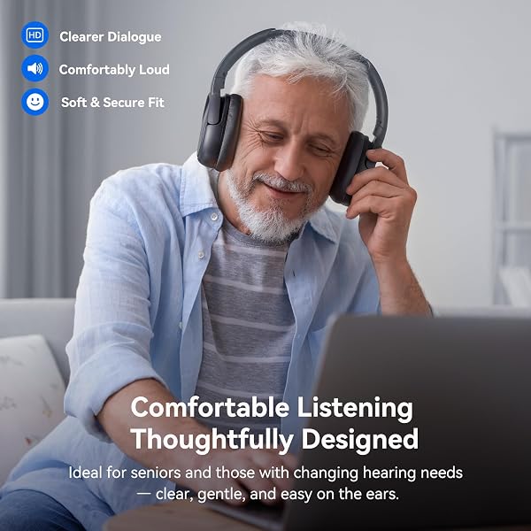 SWIITECH WIRELESS HEADPHONES FOR TV WATCHING, TV HEADPHONES WITH TRANSMITTER CHARGING BASE, BLUETOOTH V5.3, NO LIP-SYNC DELAY, CLEAR VOICE, PLUG & PLAY, COMFORTABLE, GIFTS FOR ELDERLY/SENIORS