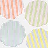 Meri Meri Pastel Striped Paper Plates (Pack of 8), Colorful & Disposable Plates for Party, Pastel Party Plates Available as Paper Dinner Plates & Side Plates with Wavy Edges